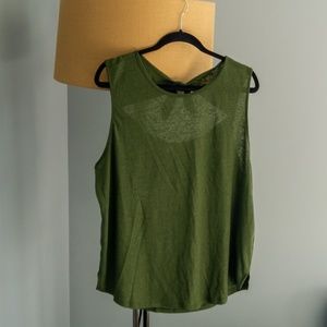Old Navy Linen Tank in Olive with Open Back